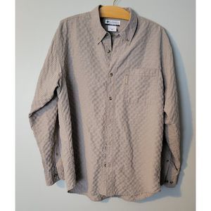 Columbia Sportswear Long Sleeve Button Down Plaid Shirt Cream/Tan Size L
